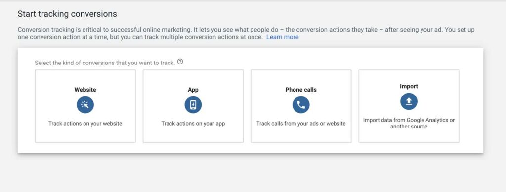 Google Ads' new conversion options.